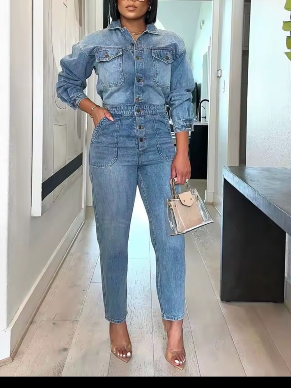 Topshop Light Blue Denim Overalls